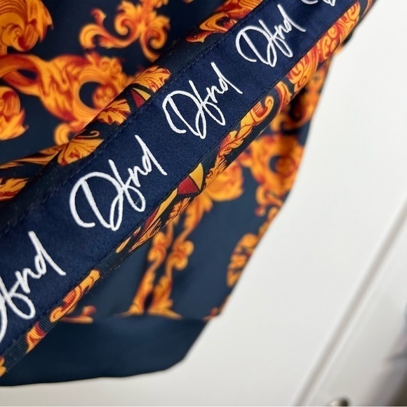 DFND London Jacket Hoodie Mens small Blue Gold full zip up abstract - Picture 7 of 11